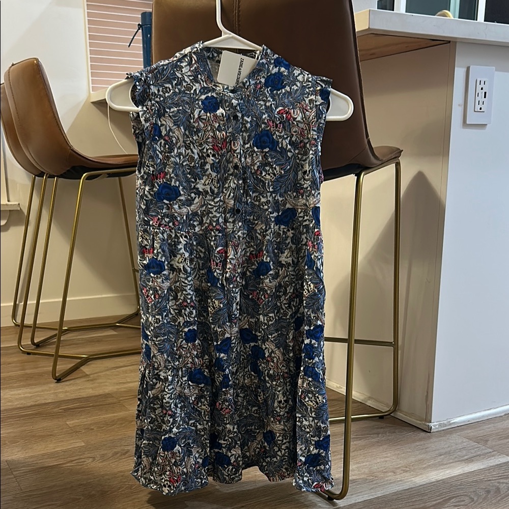 Skull & Floral Swing Dress with Flutter Sleeve
